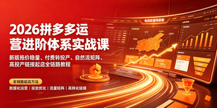 2026拼多多运营进阶体系实战课｜新版拖价稳量、付费转投产、自然流矩阵、高投产链接起店全链路教程-大象聊项目