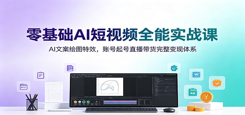 零基础AI短视频全能实战课：AI文案绘图特效，账号起号直播带货完整变现体系-大象聊项目