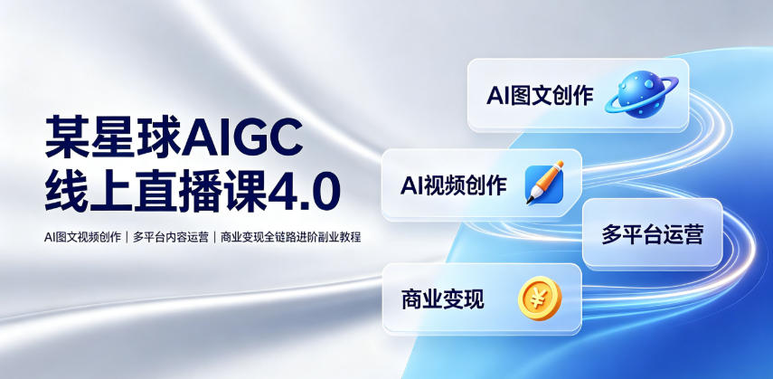 某星球AIGC线上直播课4.0｜AI图文视频创作、多平台内容运营、商业变现全链路进阶副业教程-大象聊项目