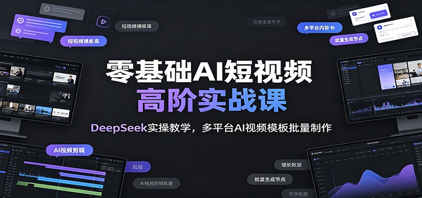 零基础AI短视频高阶实战课：DeepSeek实操教学，多平台AI视频模板批量制作-大象聊项目