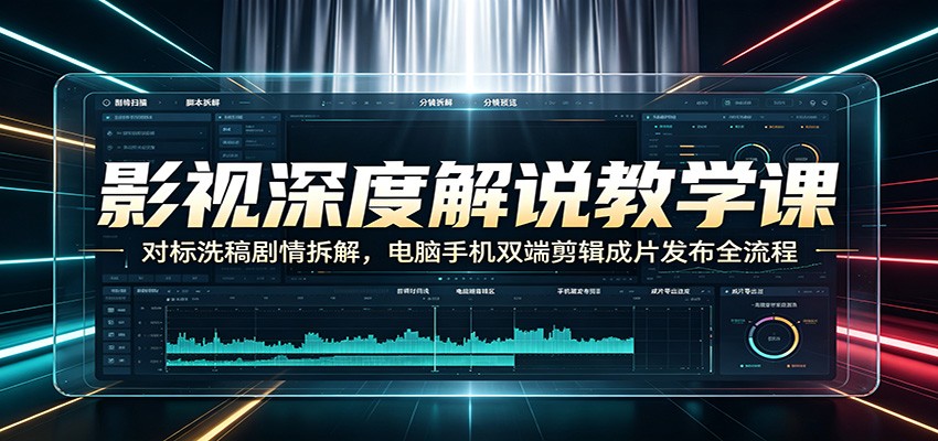 影视深度解说教学课：对标洗稿剧情拆解，电脑手机双端剪辑成片发布全流程-大象聊项目