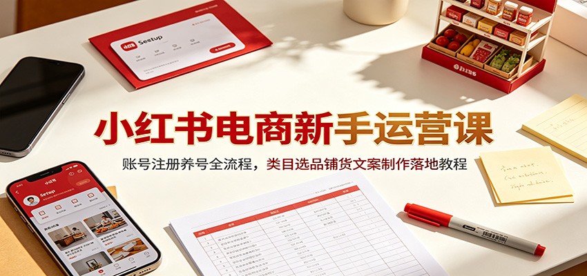 小红书电商新手运营课：账号注册养号全流程，类目选品铺货文案制作落地教程-大象聊项目