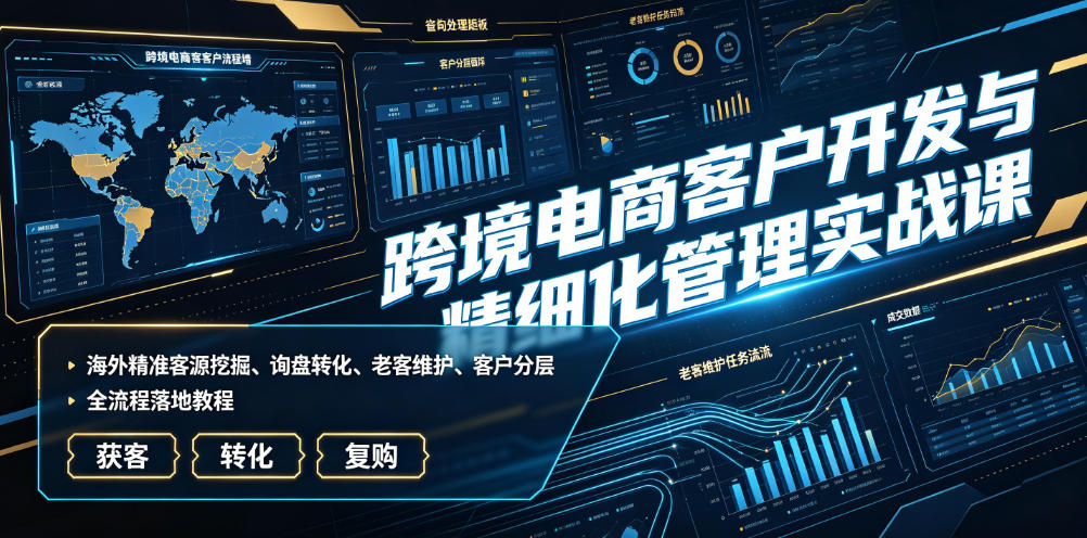 跨境电商客户开发与精细化管理实战课｜海外精准客源挖掘、询盘转化、老客维护、客户分层全流程落地教程-大象聊项目