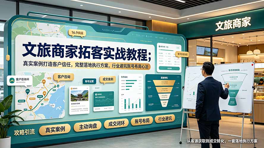 文旅商家拓客实战教程；真实案例打造客户信任，完整落地执行方案，行业避坑账号布局心法-大象聊项目