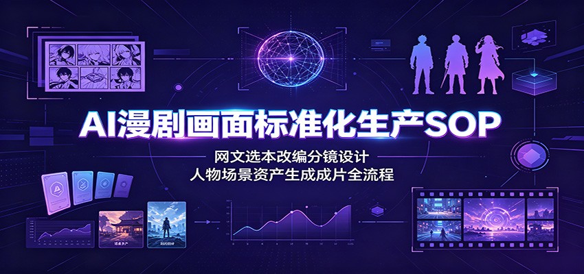 AI漫剧画面标准化生产SOP：网文选本改编分镜设计，人物场景资产生成成片全流程-大象聊项目