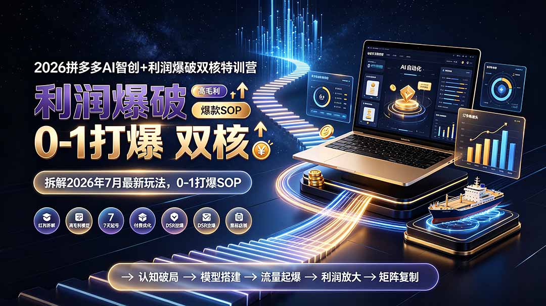 2026拼多多AI智创+利润爆破双核特训营-拆解2026年7月最新玩法，0-1打爆SOP-大象聊项目