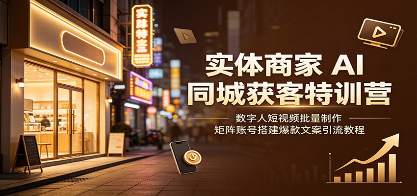 实体商家AI同城获客特训营：数字人短视频批量制作，矩阵账号搭建爆款文案引流教程-大象聊项目