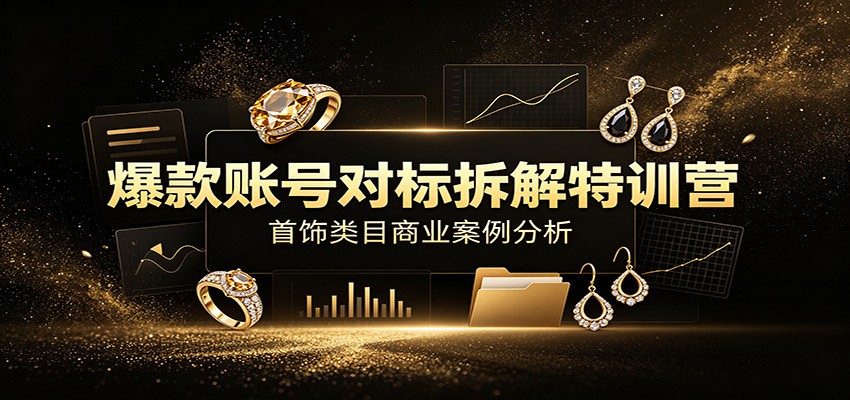 爆款账号对标拆解特训营：首饰类目商业案例分析，配套完整资料内容-大象聊项目