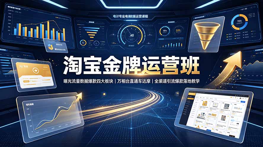 淘宝金牌运营班-7月：曝光流量数据爆款四大板块｜万相台直通车达摩｜全渠道引流爆款落地教学-大象聊项目