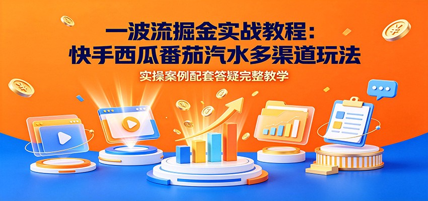 一波流掘金实战教程：快手西瓜番茄汽水多渠道玩法，实操案例配套答疑完整教学-大象聊项目
