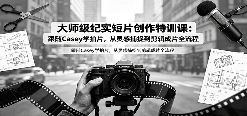 大师级纪实短片创作特训课：跟随Casey学拍片，从灵感捕捉到剪辑成片全流程-大象聊项目
