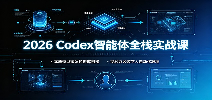 2026 Codex智能体全栈实战课：本地模型微调知识库搭建，视频办公数字人自动化教程-大象聊项目