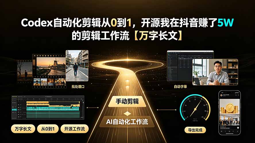 Codex自动化剪辑从0到1，开源我在抖音赚了5W 的剪辑工作流【万字长文】-大象聊项目