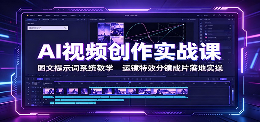 AI视频创作实战课：图文提示词系统教学，运镜特效分镜成片落地实操-大象聊项目