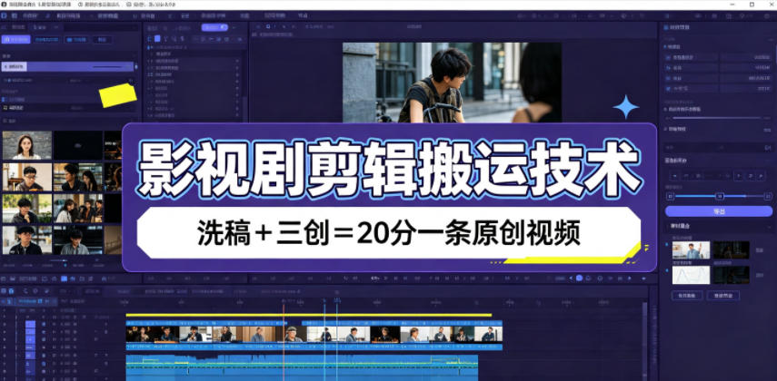 影视剧剪辑搬运技术，洗稿+三创=20分一条原创视频-大象聊项目