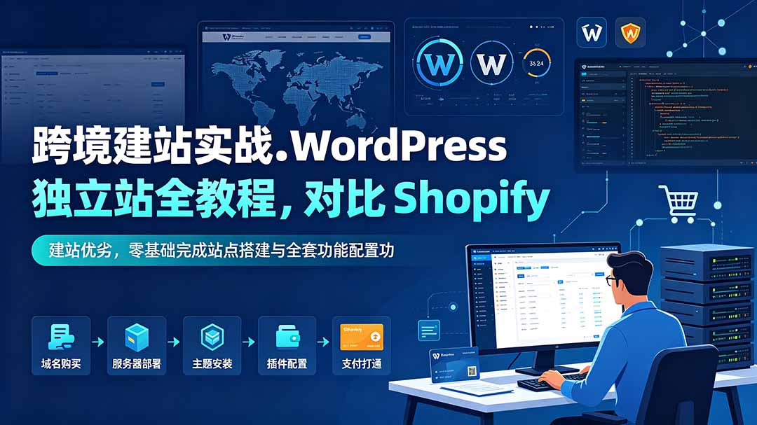 跨境建站实战：WordPress 独立站全教程，对比 Shopify 建站优劣，零基础完成站点搭建与全套功能配置-大象聊项目