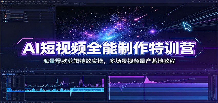 AI短视频全能制作特训营：海量爆款剪辑特效实操，多场景视频量产落地教程-大象聊项目