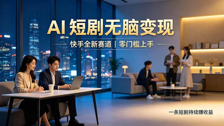 别乱找副业了，快手 AI 短剧零门槛长久被动增收-大象聊项目