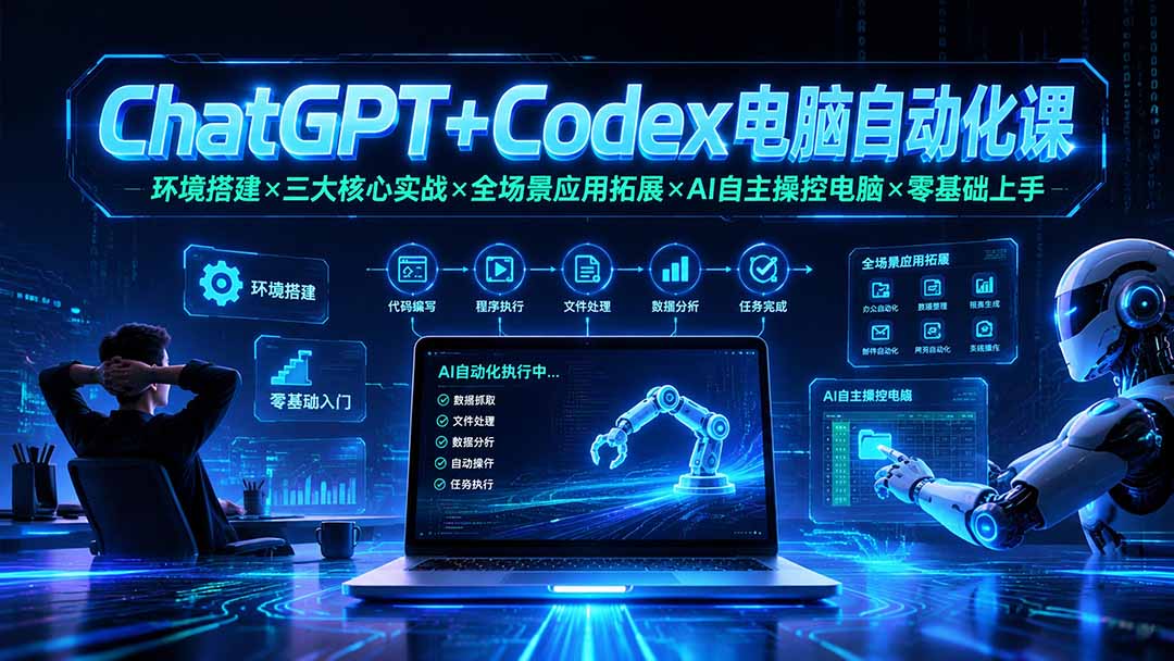 ChatGPT+Codex电脑自动化课：环境搭建×三大核心实战×全场景应用拓展×AI自主操控电脑×零基础上手-大象聊项目