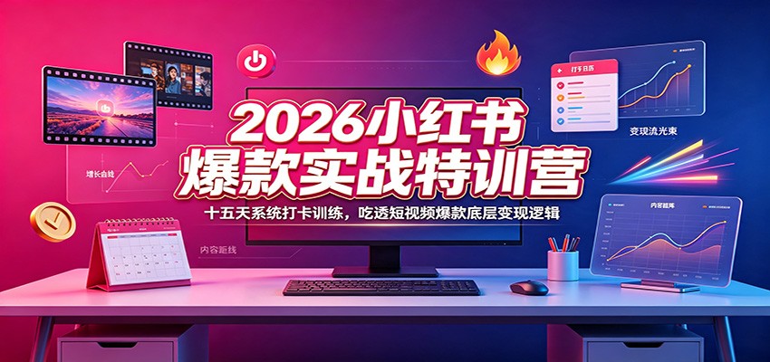 2026小红书爆款实战特训营：十五天系统打卡训练，吃透短视频爆款底层变现逻辑-大象聊项目