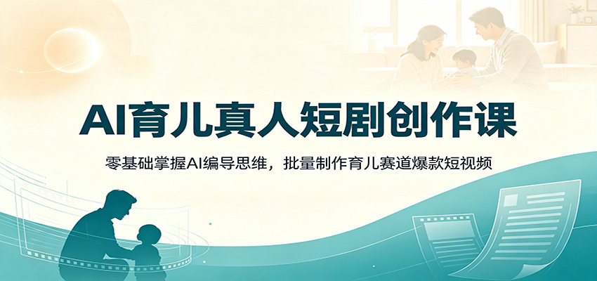 AI育儿真人短剧创作课：零基础掌握AI编导思维，批量制作育儿赛道爆款短视频-大象聊项目