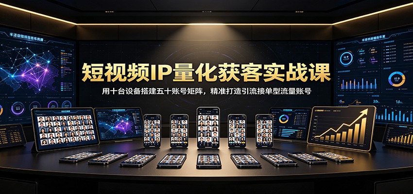 短视频IP量化获客实战课：用十台设备搭建五十账号矩阵，精准打造引流接单型流量账号-大象聊项目