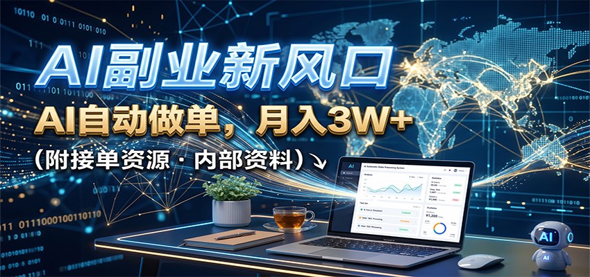 AI副业新风口，AI自动做单，月入3W+，附接单资源-大象聊项目