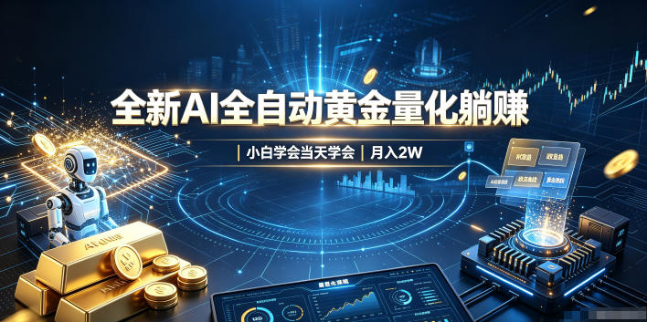 全新AI全自动黄金量化躺賺：小白学会当天学会，月入2W！【揭秘】-大象聊项目