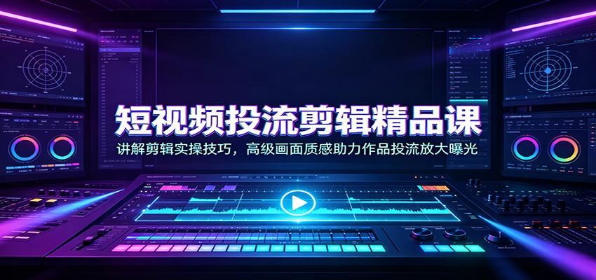 短视频投流剪辑精品课：讲解剪辑实操技巧，高级画面质感助力作品投流放大曝光-大象聊项目