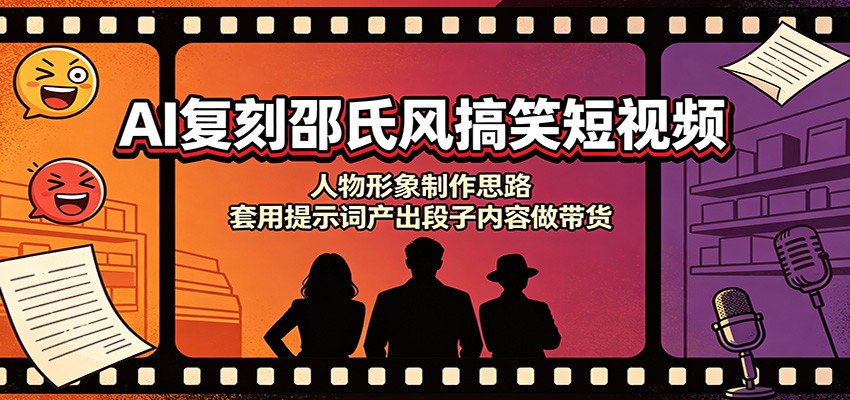 AI复刻邵氏风搞笑短视频：人物形象制作思路，套用提示词产出段子内容做带货-大象聊项目