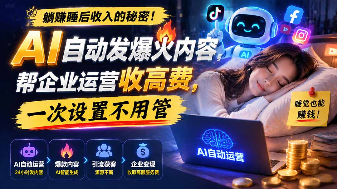 躺赚睡后收入的秘密！AI 自动发爆火内容，帮企业运营收高费，一次设置不用管【原创双语字幕】-大象聊项目