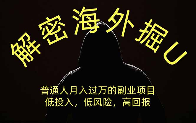 解密海外掘U，普通人月入过万的副业项目，低投入、低风险高回报，没有之一-大象聊项目