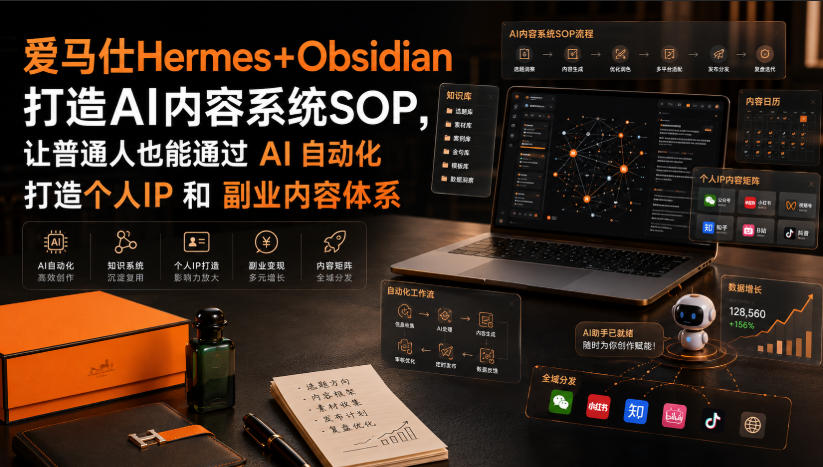 爱马仕Hermes+Obsidian打造AI内容系统SOP，让普通人也能通过 AI 自动化打造个人IP 和 副业内容体系-大象聊项目