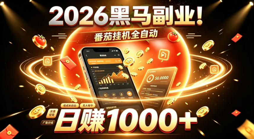 2026黑马副业！番茄挂G全自动日入1000+，操作最简单、门槛最低的线上轻资产项目【揭秘】-大象聊项目