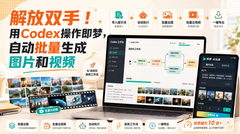 解放双手！用Codex操作即梦，自动批量生成图片和视频-大象聊项目