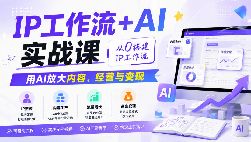 IP工作流+AI实战课，从0搭建IP工作流，用AI放大内容、经营与变现-大象聊项目