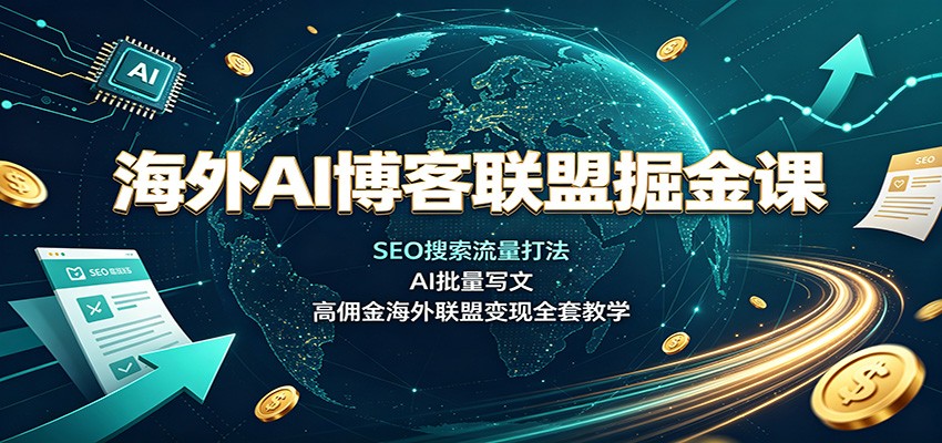 海外AI博客联盟掘金课：SEO搜索流量打法，AI批量写文，高佣金海外联盟变现全套教学-大象聊项目