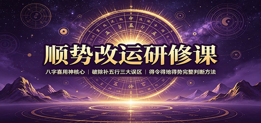 顺势改运研修课：八字喜用神核心，破除补五行三大误区，得令得地得势完整判断方法-大象聊项目