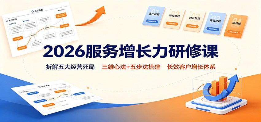 2026服务增长力研修课：拆解五大经营死局，三维心法+五步法搭建长效客户增长体系-大象聊项目
