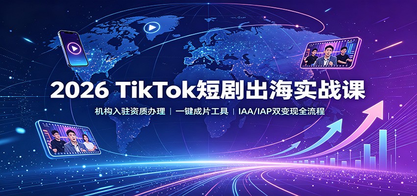 2026 TikTok短剧出海实战课：机构入驻资质办理，一键成片工具，IAA/IAP双变现全流程-大象聊项目