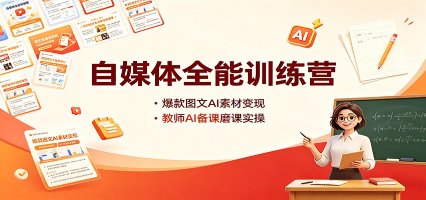 自媒体全能训练营：爆款图文AI素材变现，教师AI备课磨课实操-大象聊项目