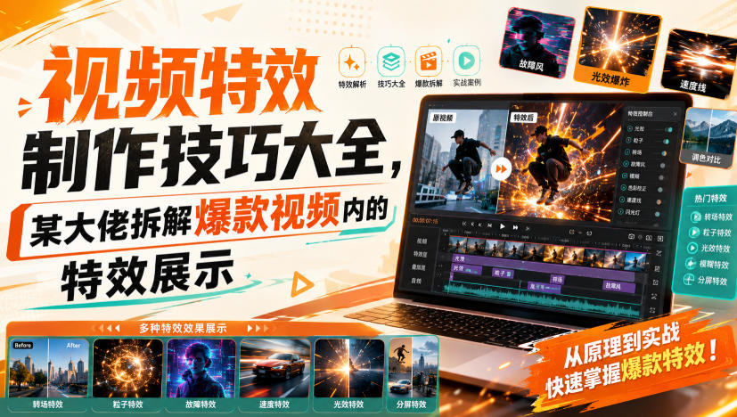 视频特效制作技巧大全，某大佬拆解爆款视频内的特效展示-大象聊项目