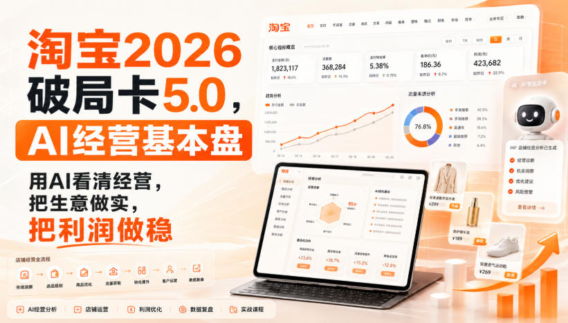 智篆商业-淘宝2026破局卡5.0，AI经营基本盘，用AI看清经营，把生意做实，把利润做稳-大象聊项目