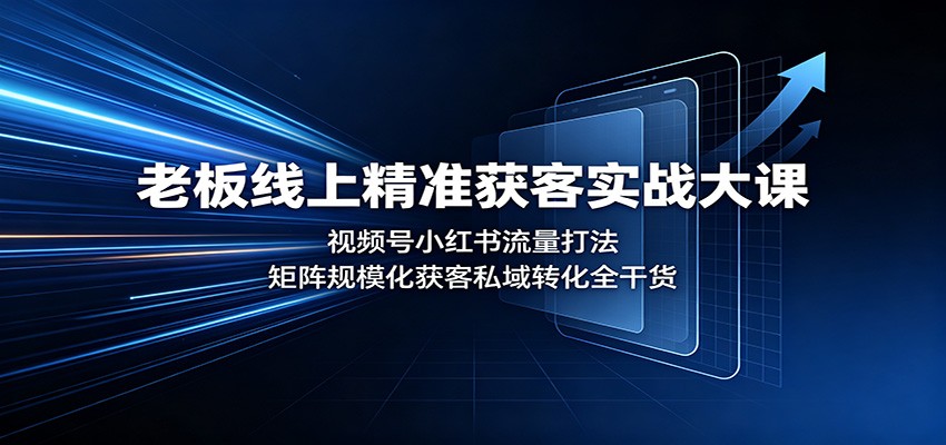老板线上精准获客实战大课：视频号小红书流量打法，矩阵规模化获客私域转化全干货-大象聊项目