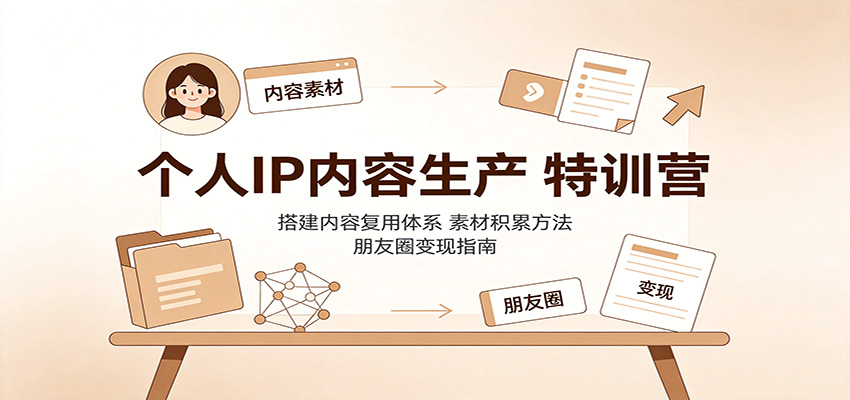 个人IP内容生产特训营：搭建内容复用体系，素材积累方法，朋友圈变现指南-大象聊项目