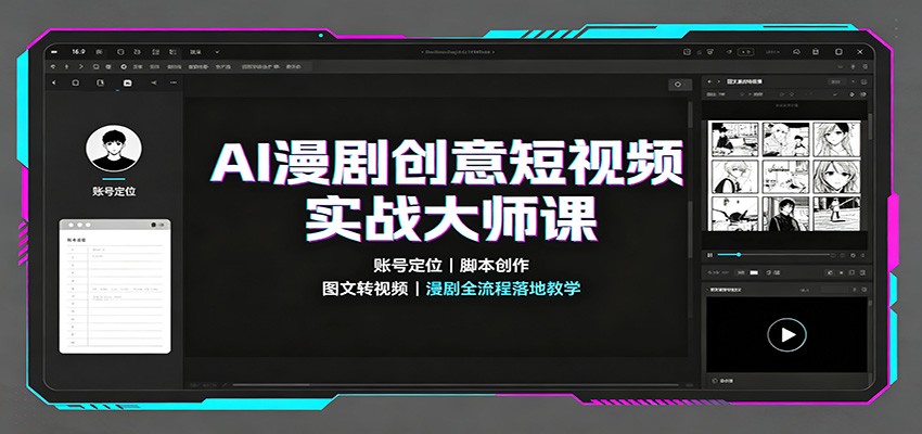 AI漫剧创意短视频实战大师课：账号定位脚本创作，图文转视频，漫剧全流程落地教学-大象聊项目