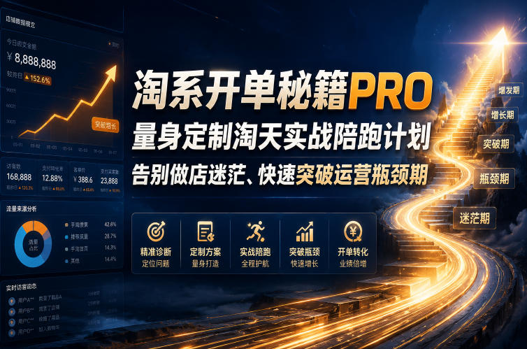 淘系开单秘籍PRO，量身定制淘天实战陪跑计划，告别做店迷茫、快速突破运营瓶颈期(更新260823)-大象聊项目