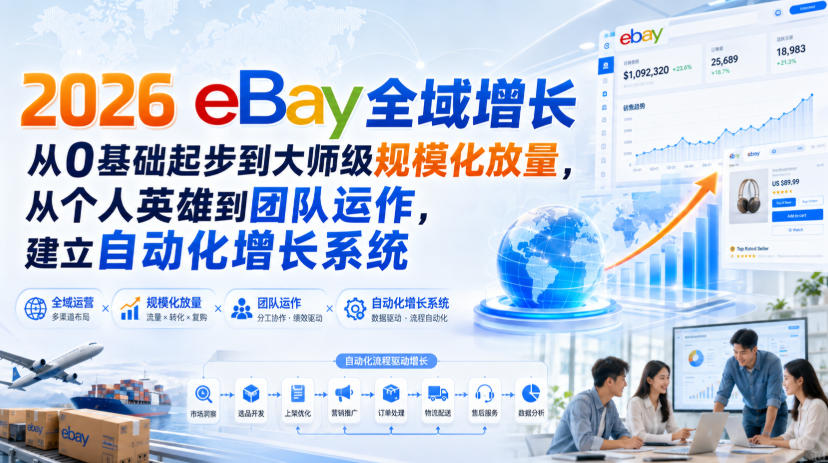 2026 eBay全域增长，从0基础起步到大师级规模化放量，从个人英雄到团队运作，建立自动化增长系统-大象聊项目