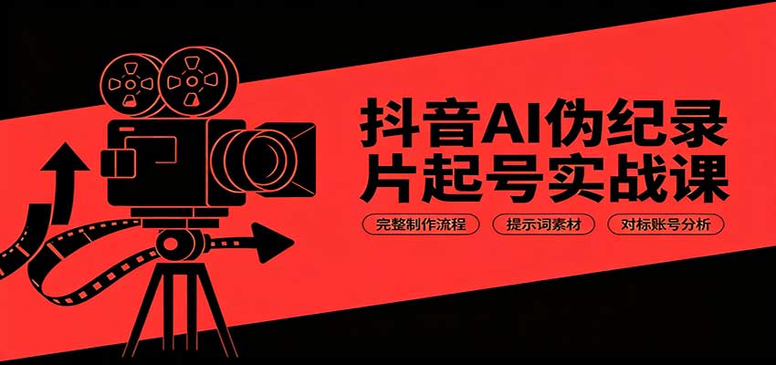 抖音AI伪纪录片起号实战课：完整制作流程，提示词素材，对标账号分析-大象聊项目