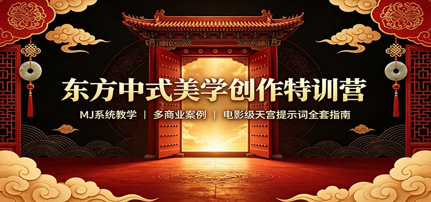 东方中式美学创作特训营：MJ系统教学，多商业案例，电影级天宫提示词全套指南-大象聊项目
